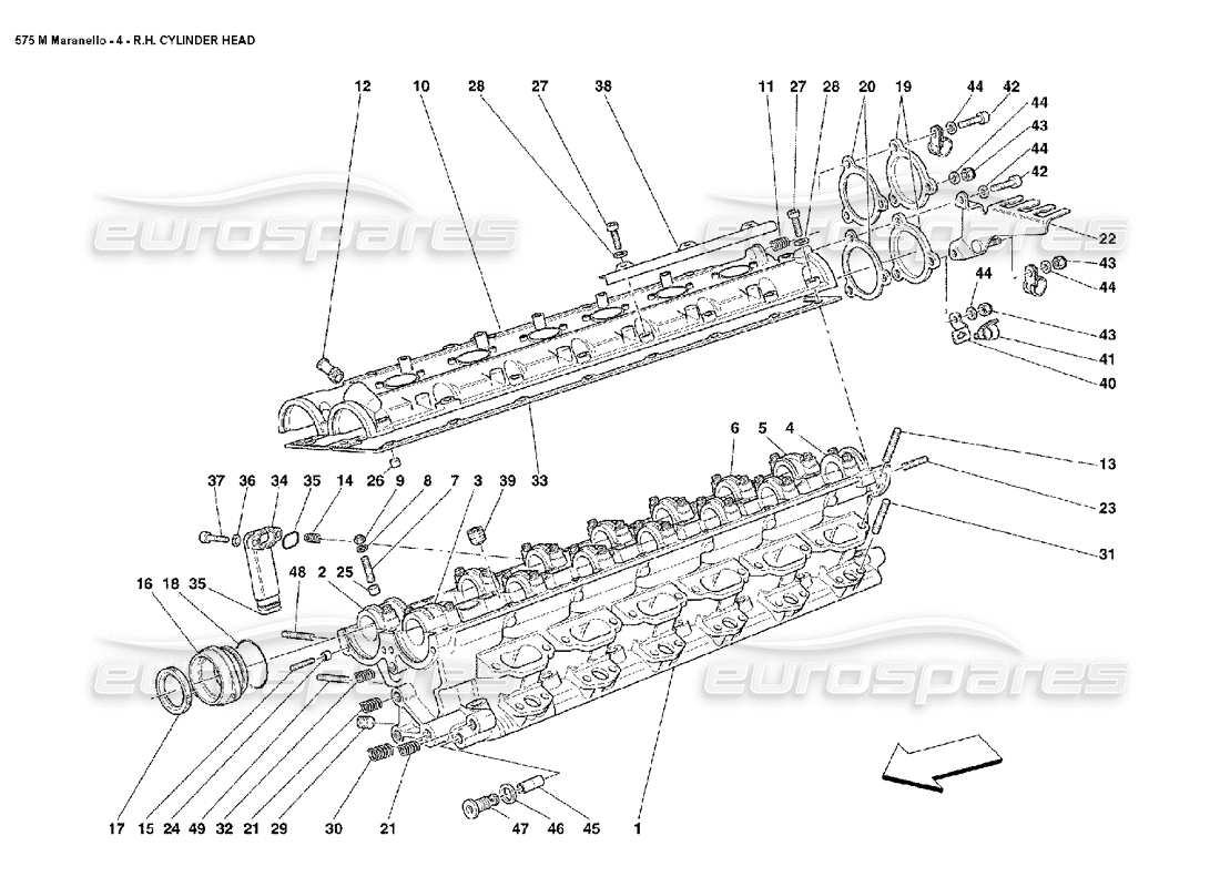FERRARI 575M MARANELLO RH CYLINDER HEAD PART DIAGRAM ferrari 575m maranello rh cylinder head part diagram
