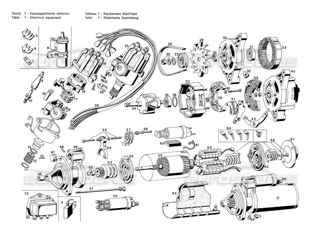 MASERATI MERAK 3.0 ELECTRICAL EQUIPMENT PART DIAGRAM maserati merak 3.0 electrical equipment part diagram
