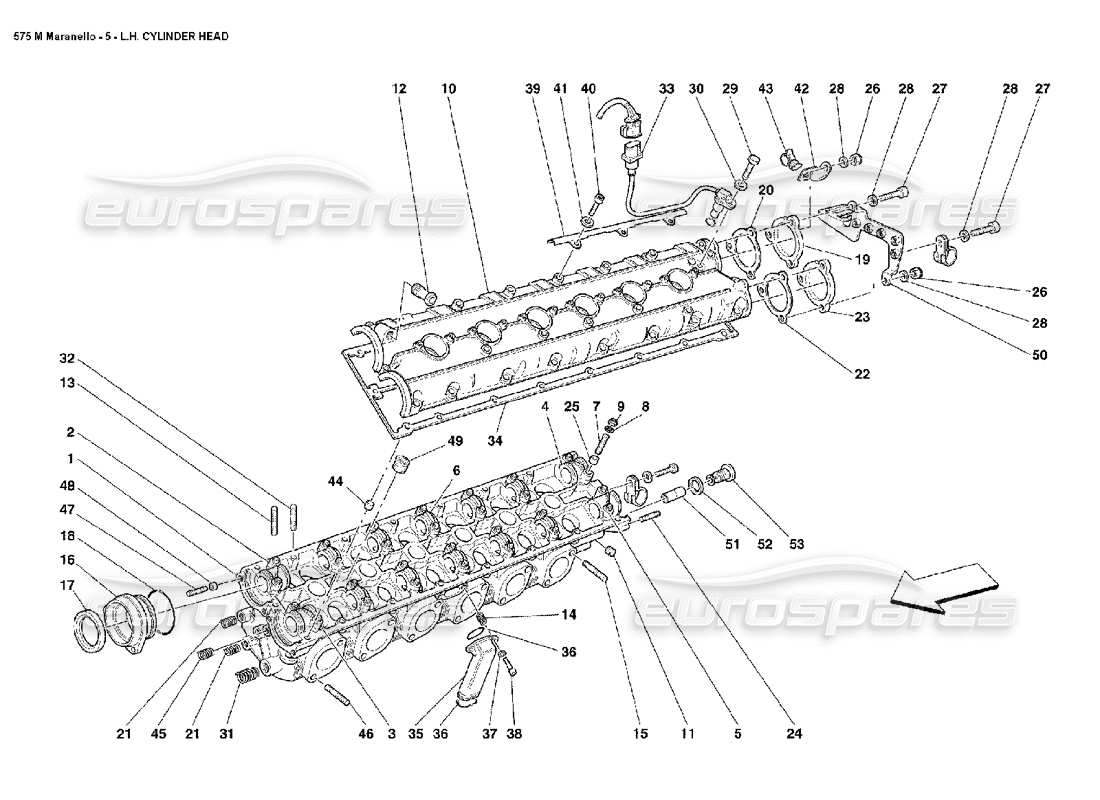 FERRARI 575M MARANELLO LH CYLINDER HEAD PART DIAGRAM ferrari 575m maranello lh cylinder head part diagram