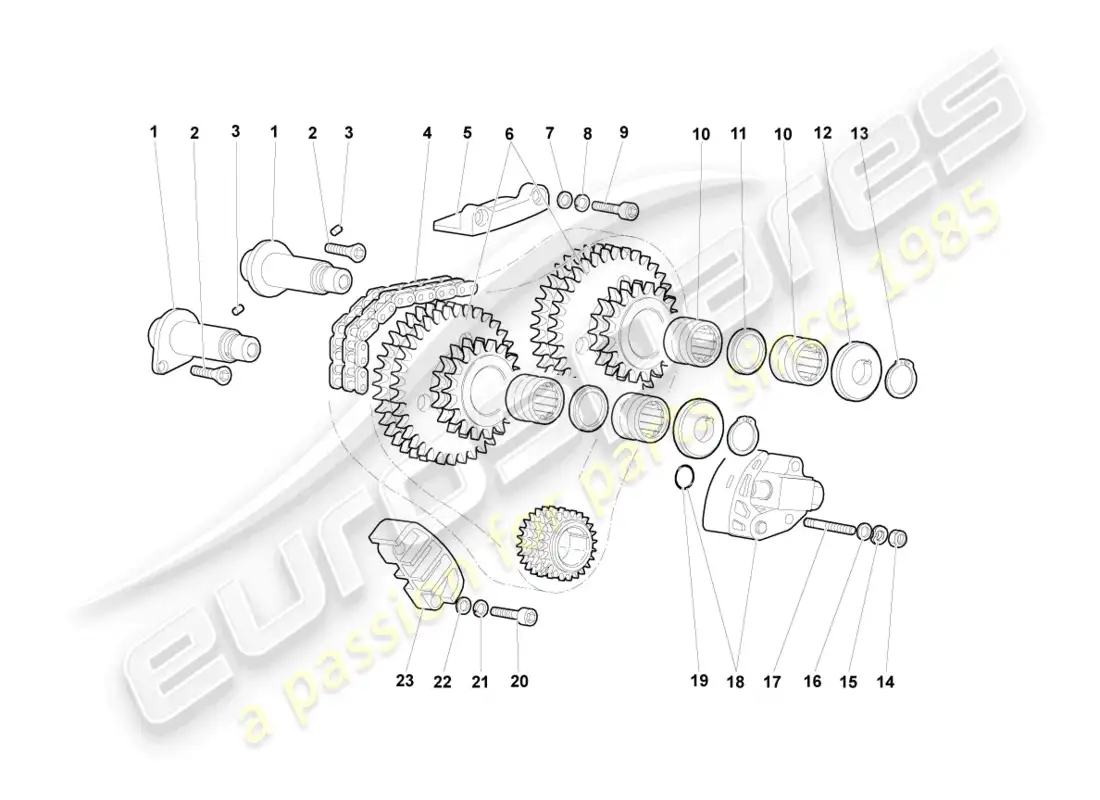 lamborghini murcielago coupe (2003) timing chain parts diagram