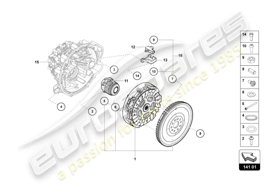 lamborghini sian (2020) clutch parts diagram