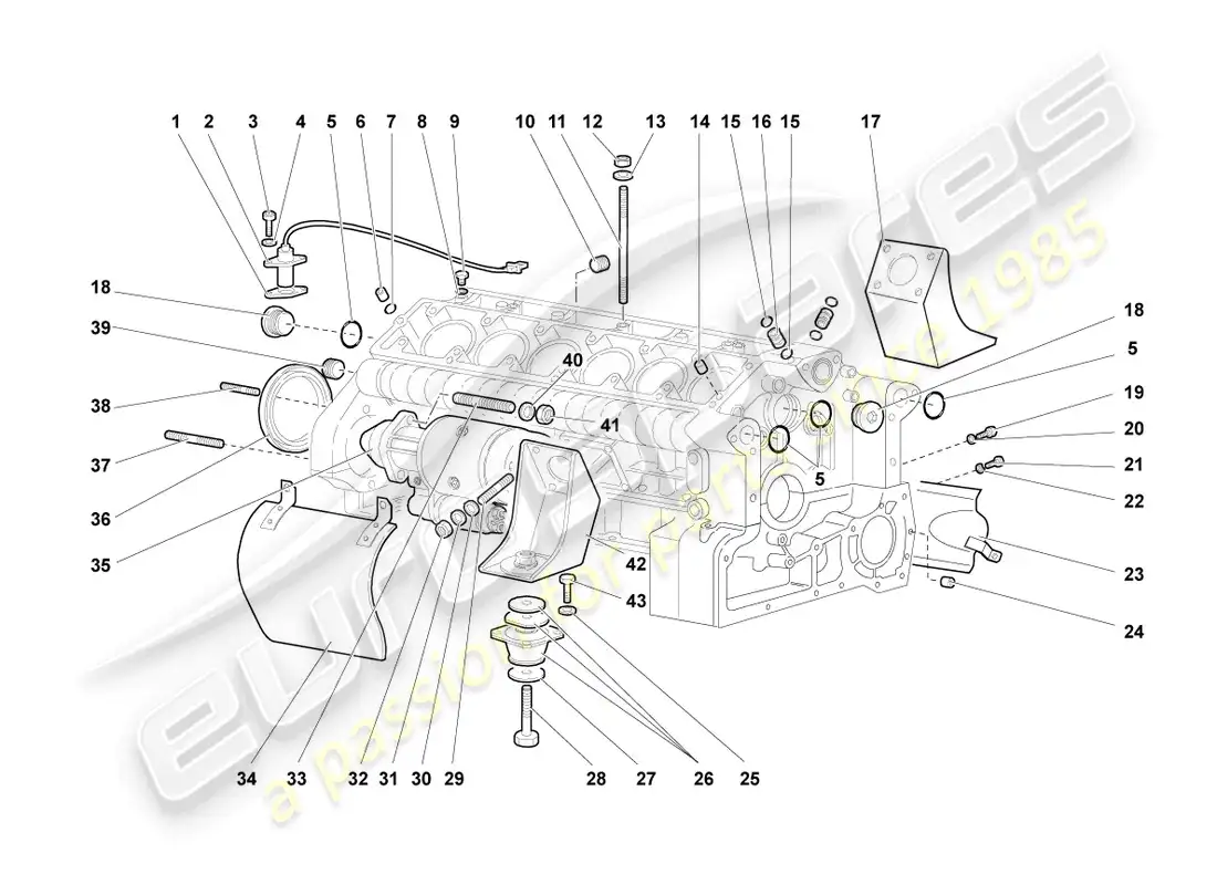 lamborghini murcielago coupe (2004) crankcase housing parts diagram