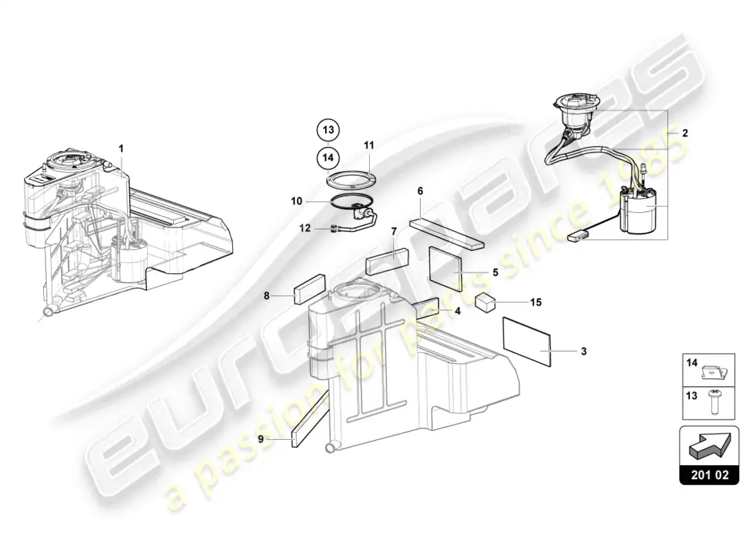 lamborghini sian (2020) fuel tank left parts diagram