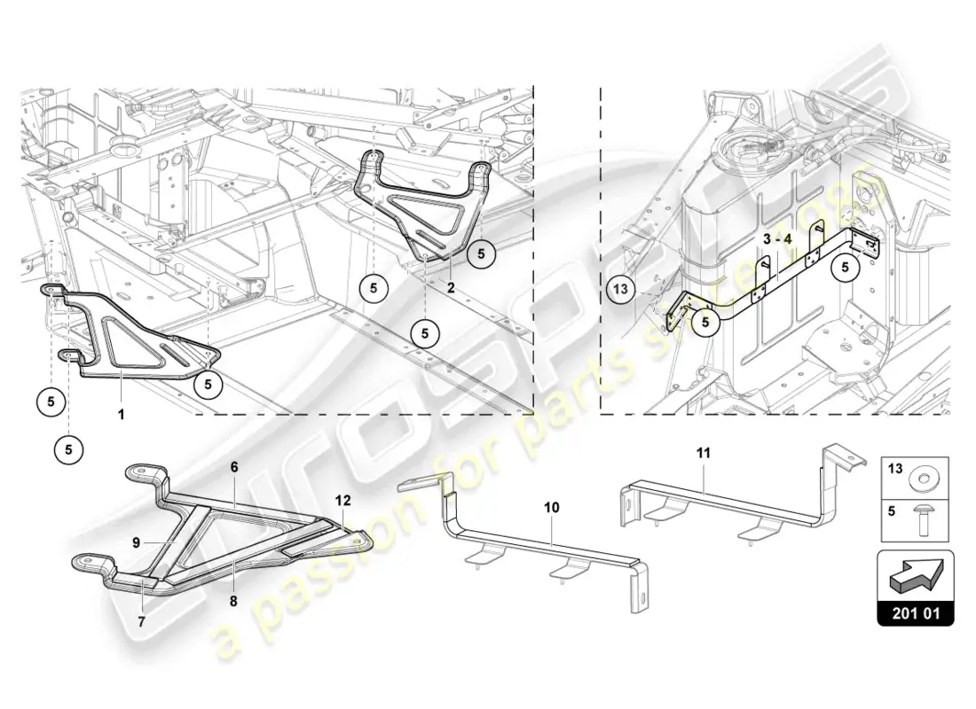 lamborghini sian (2020) bracket for fuel tank parts diagram