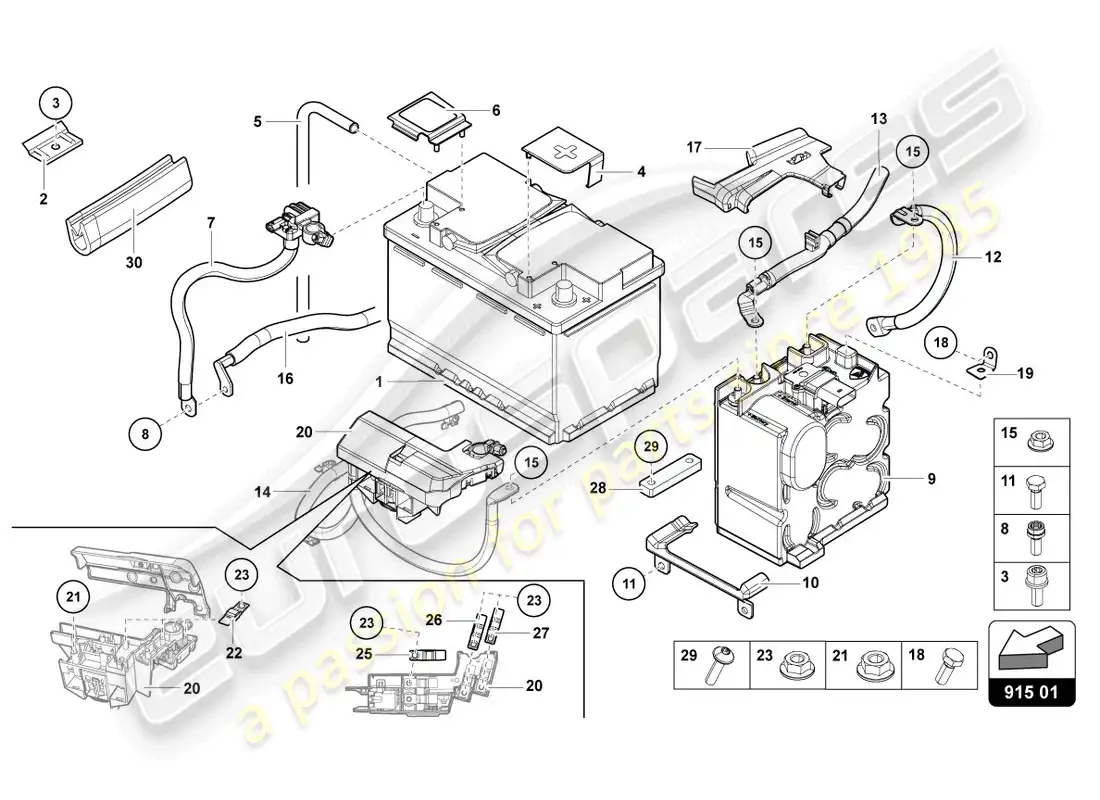 lamborghini lp700-4 coupe (2013) battery parts diagram