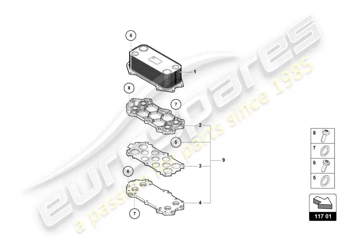 lamborghini lp600-4 zhong coupe (2016) gear oil cooler parts diagram