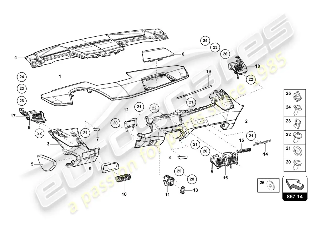 lamborghini sian (2021) dashboard parts diagram