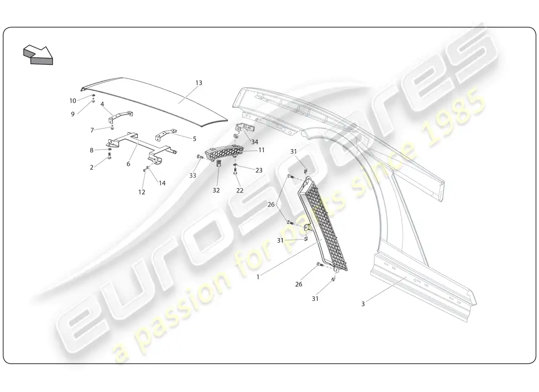 lamborghini super trofeo (2009-2014) rear fender parts diagram