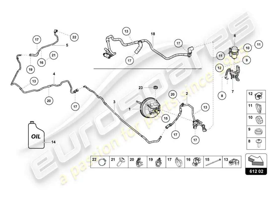 lamborghini lp580-2 coupe (2017) hydraulic system for brake servo parts diagram