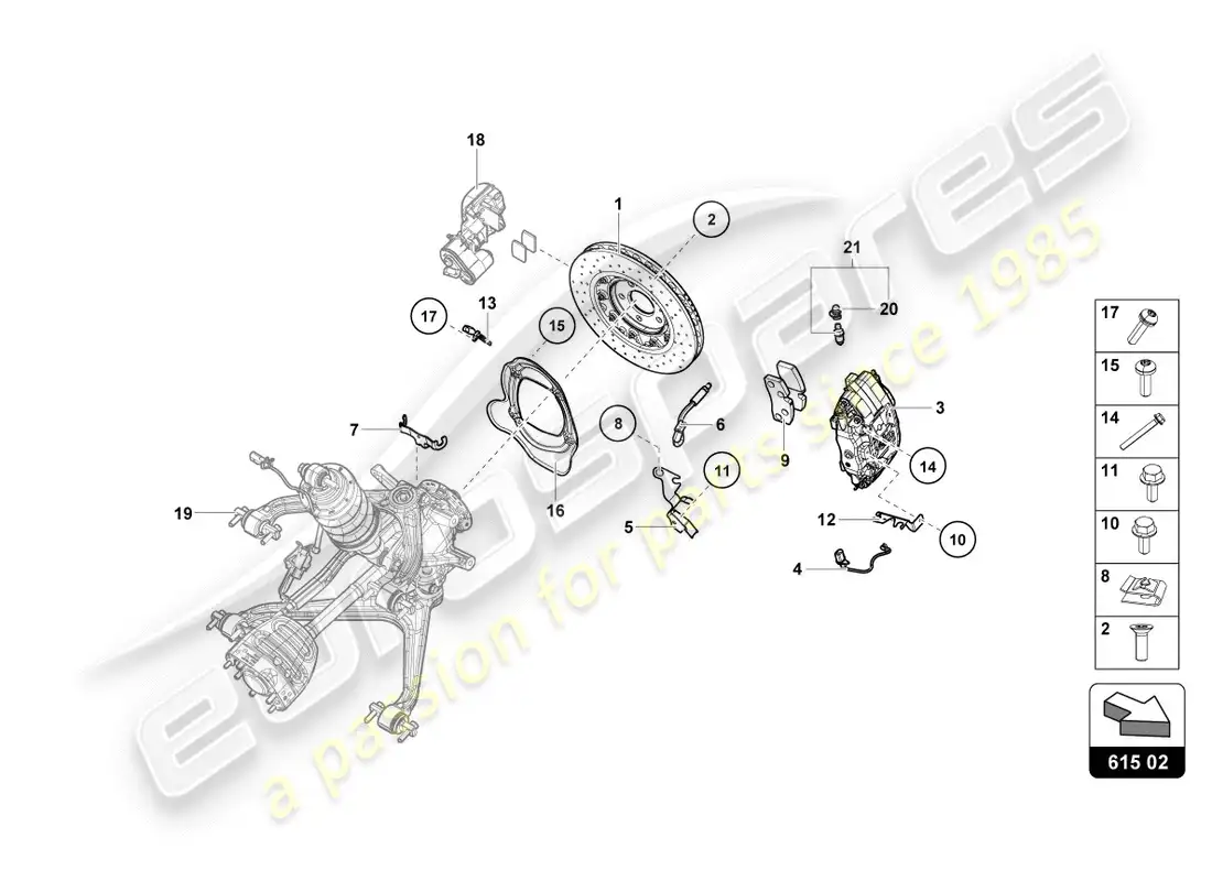 lamborghini lp600-4 zhong coupe (2016) ceramic brake disc rear parts diagram