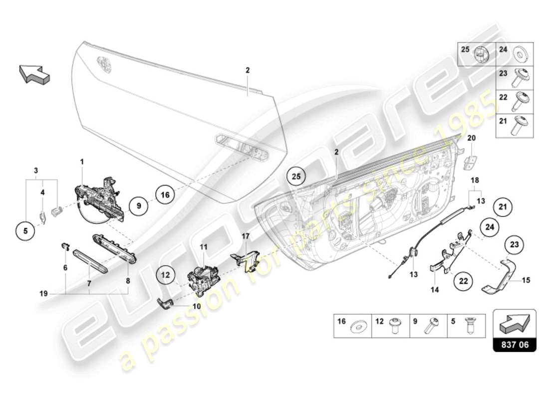 lamborghini sterrato (2024) door handle, inner part diagram