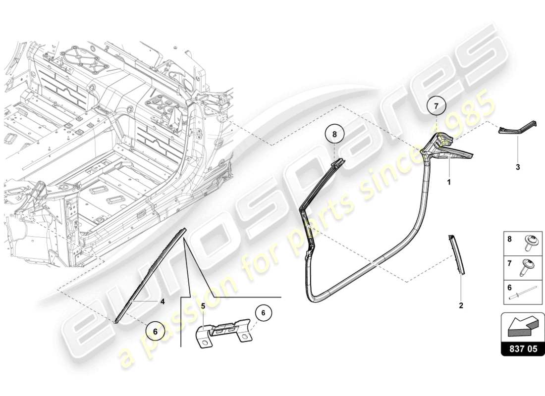 lamborghini evo spyder (2024) gaskets front doors part diagram