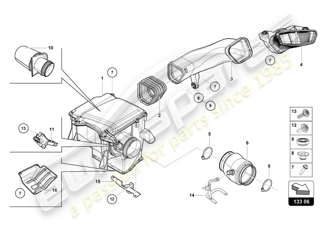 lamborghini lp580-2 spyder (2017) air filter housing parts diagram