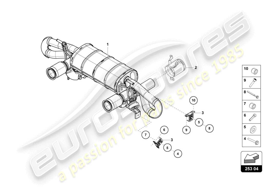 lamborghini evo spyder (2024) silencer part diagram