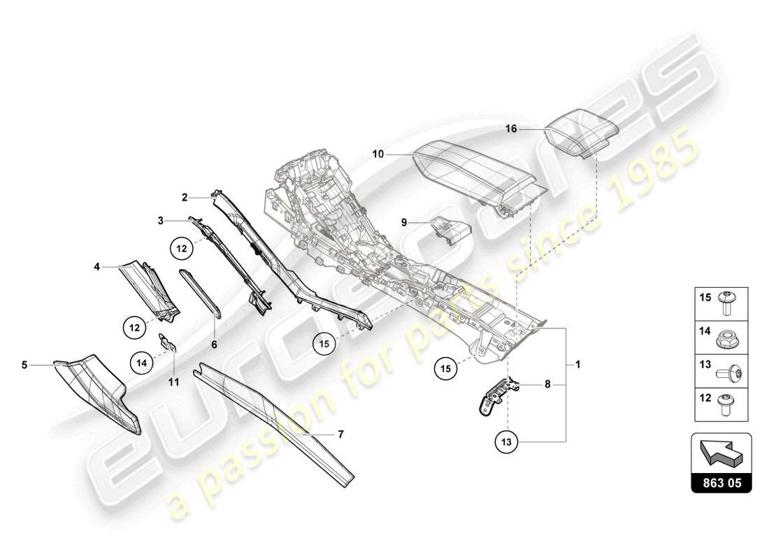 lamborghini 2024 (sterrato) tunnel trim part diagram