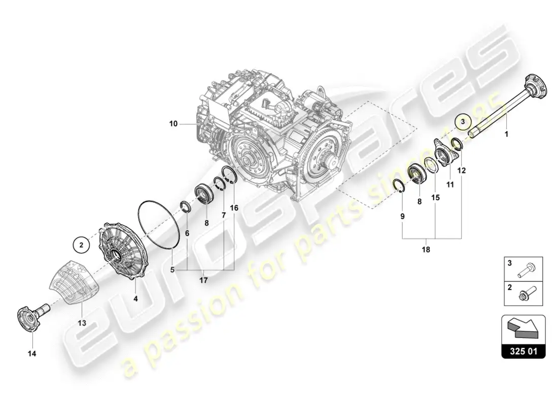 lamborghini lp600-4 zhong coupe (2015) flanged shaft with bearing parts diagram