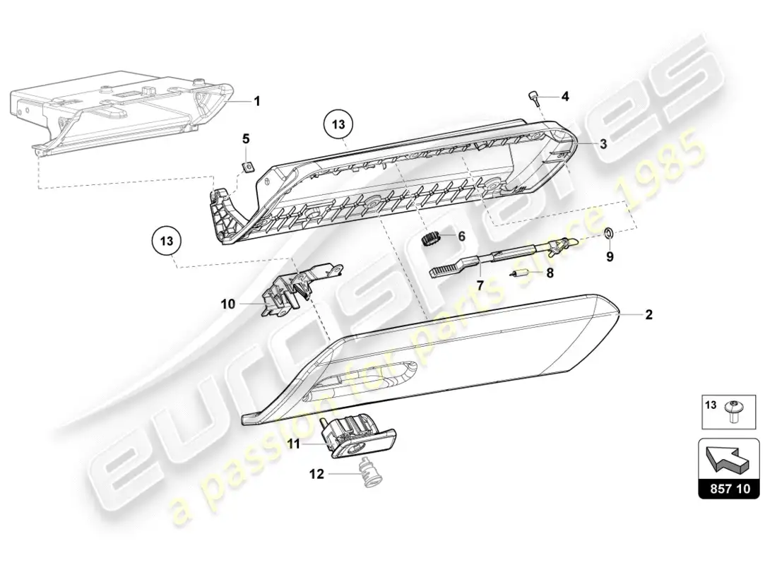 lamborghini centenario roadster (2017) glove compartment parts diagram
