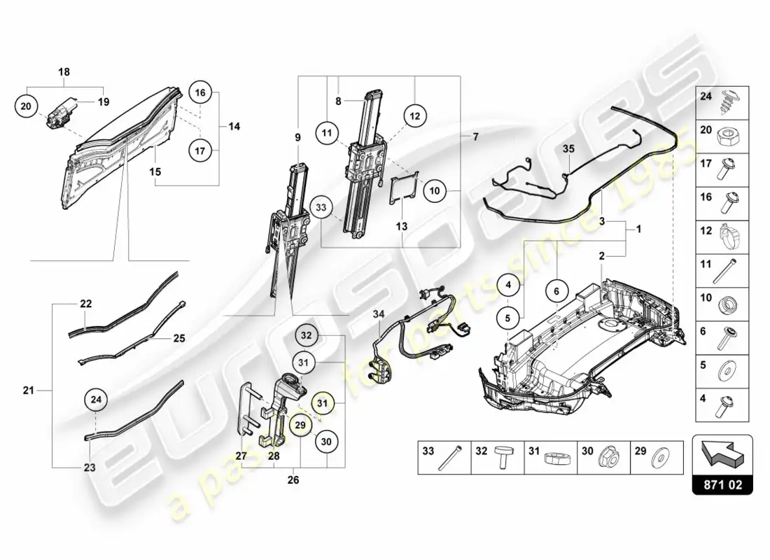 lamborghini lp580-2 spyder (2017) soft top box tray parts diagram