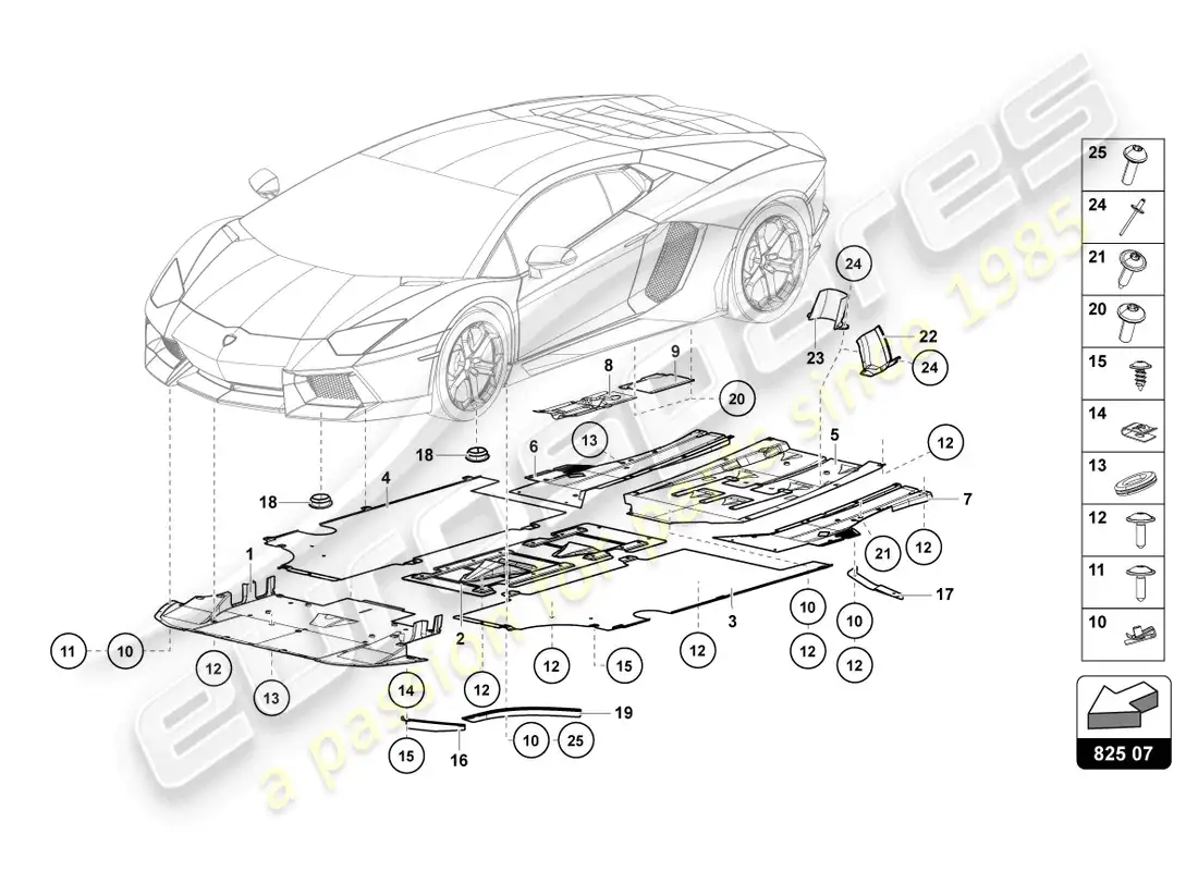 lamborghini lp740-4 s roadster (2019) trim panel for frame lower section part diagram