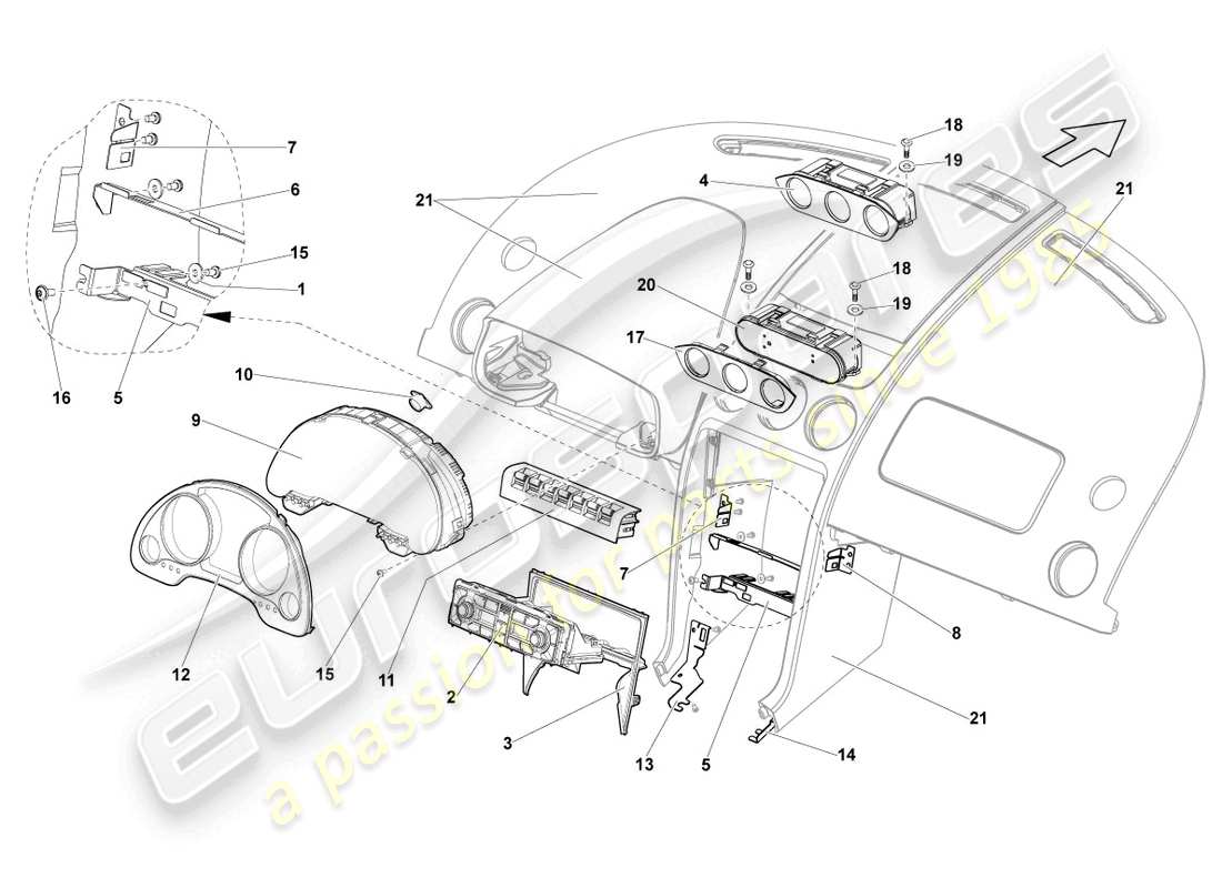 lamborghini lp560-4 spider (2012) combi-instrument part diagram