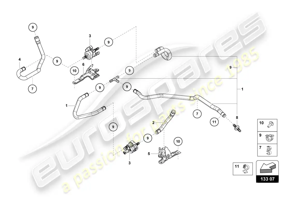lamborghini evo spyder (2020) vacuum system parts diagram