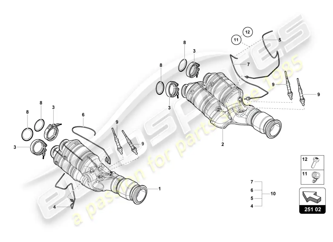 lamborghini centenario roadster (2017) catalytic converter parts diagram
