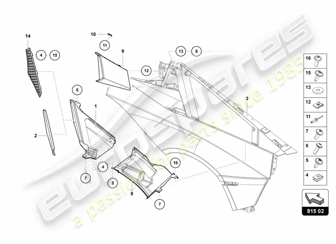 lamborghini lp700-4 coupe (2012) air intake trim plate parts diagram