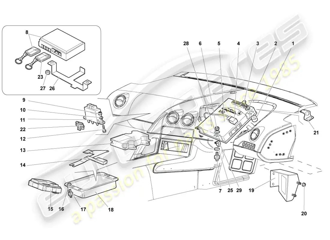 lamborghini murcielago coupe (2004) control modules for electrical systems part diagram