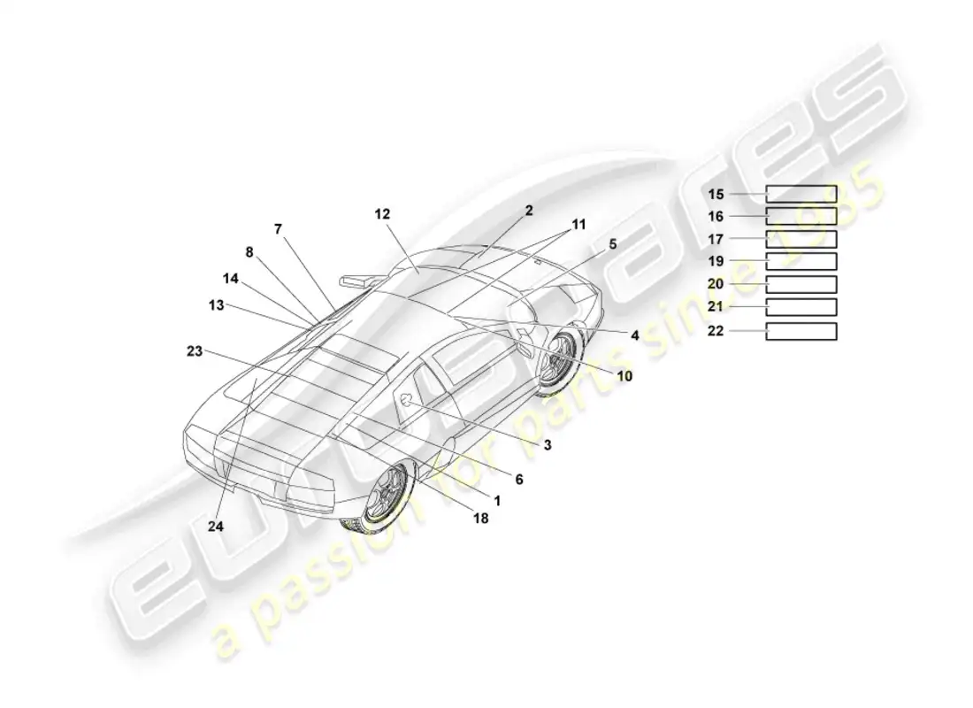 lamborghini murcielago roadster (2005) type plates parts diagram