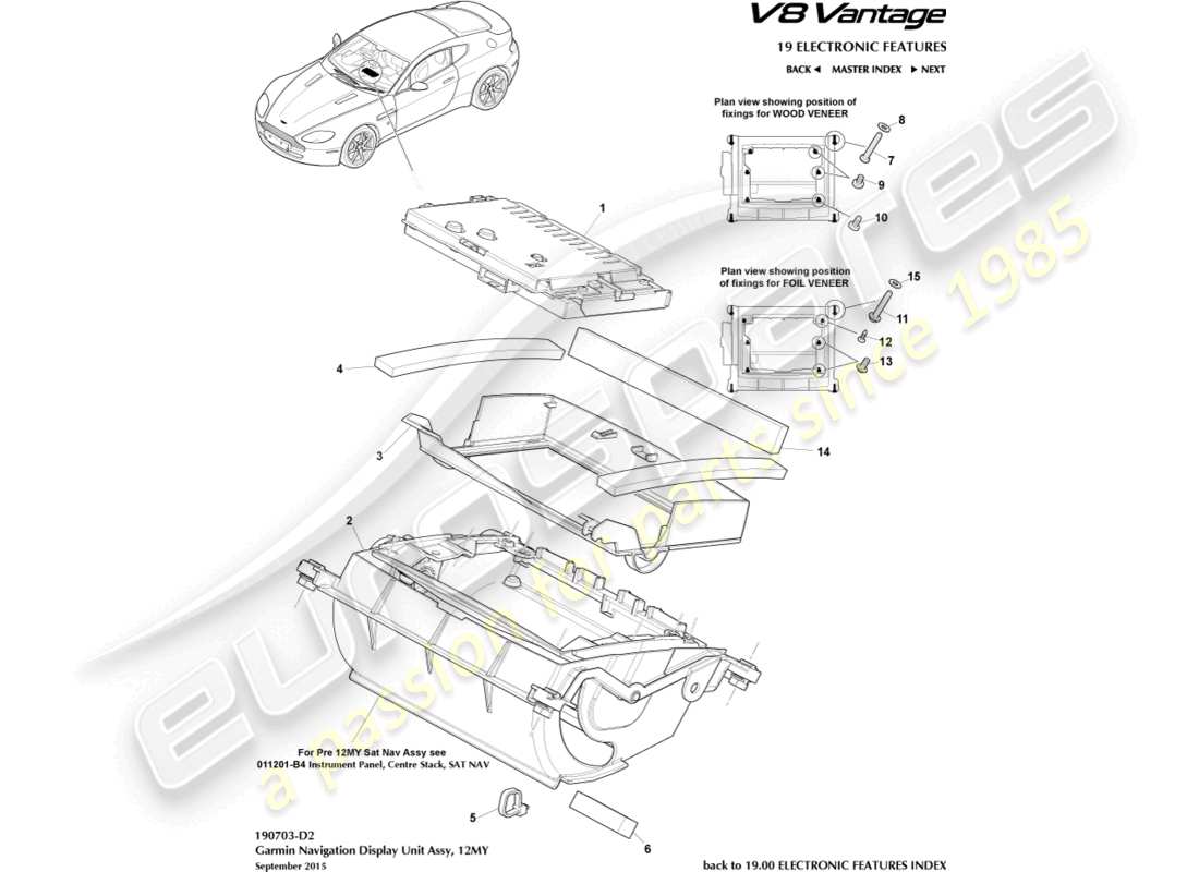 aston martin v8 vantage (2008) navigation display, 12my parts diagram