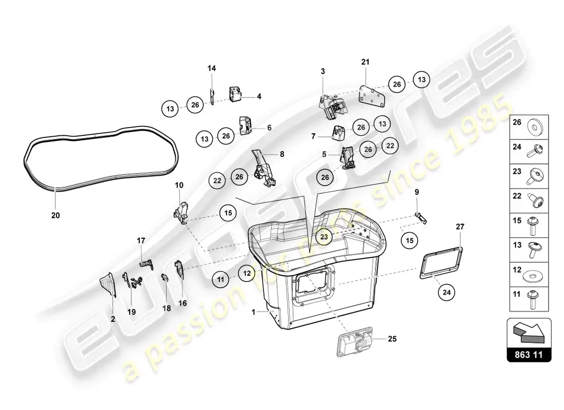 lamborghini lp700-4 roadster (2016) luggage comp. floor covering parts diagram