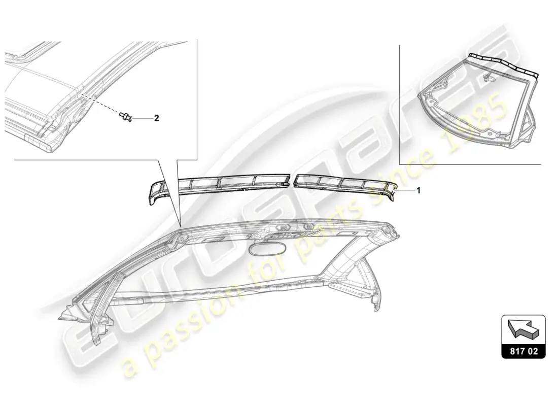 lamborghini lp740-4 s roadster (2019) windbreak part diagram