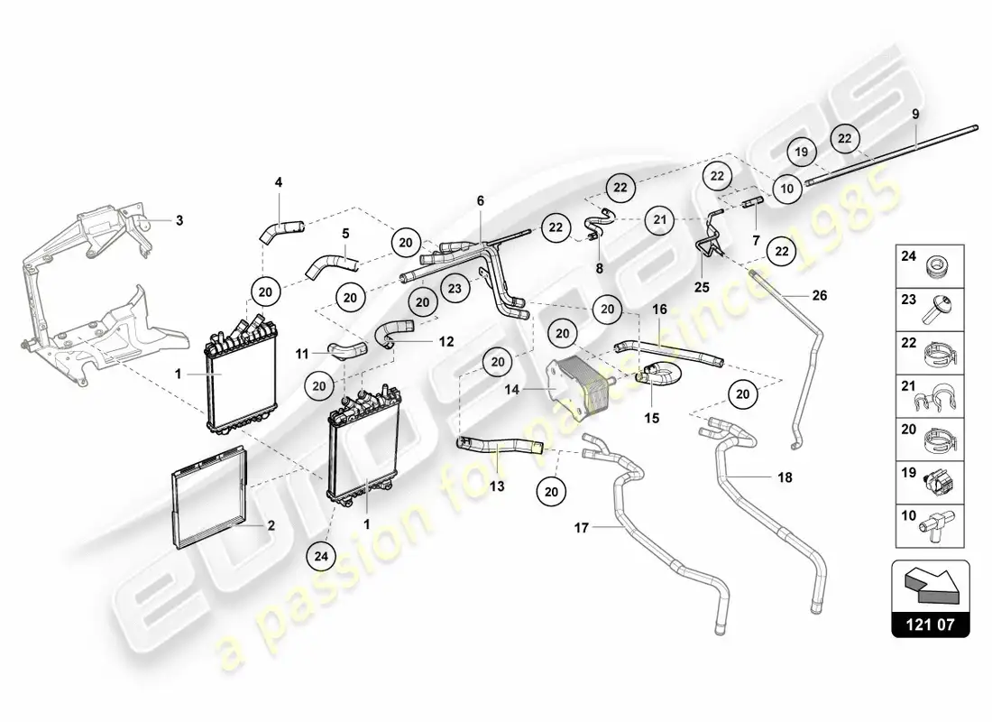 lamborghini centenario roadster (2017) additional cooler for coolant parts diagram