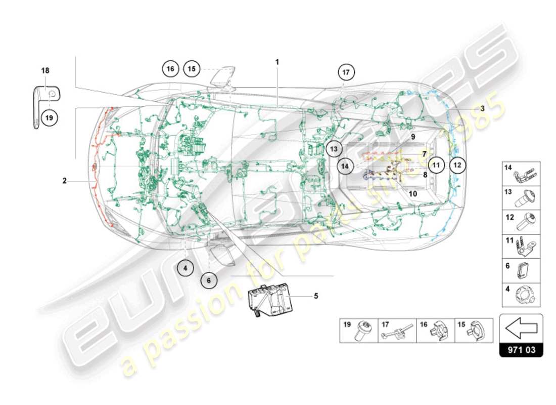 lamborghini evo spyder (2024) wiring center part diagram