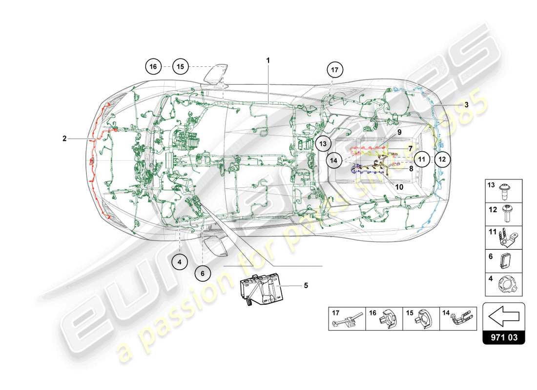lamborghini evo spyder (2023) wiring center part diagram