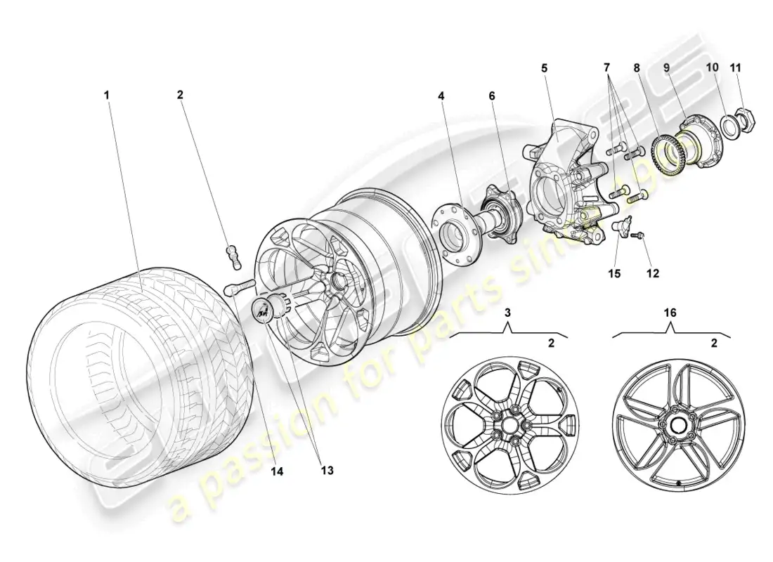 lamborghini murcielago roadster (2005) wheel bearing housing rear parts diagram