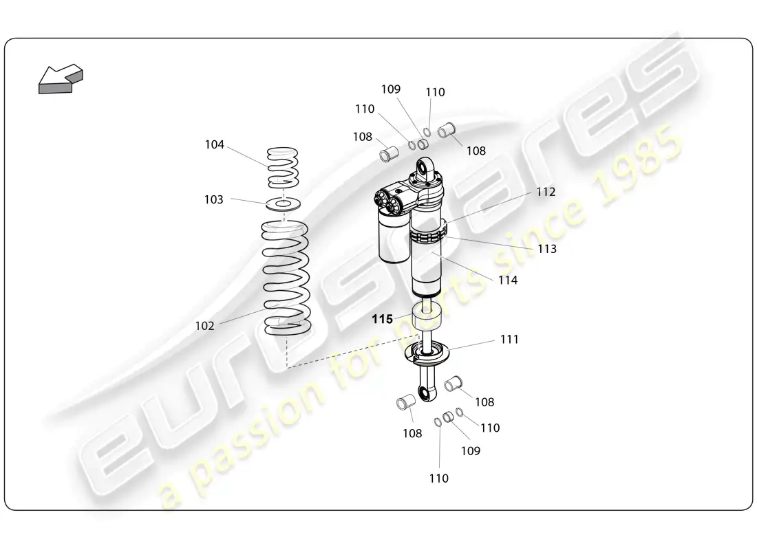 lamborghini super trofeo (2009-2014) rear suspension parts diagram