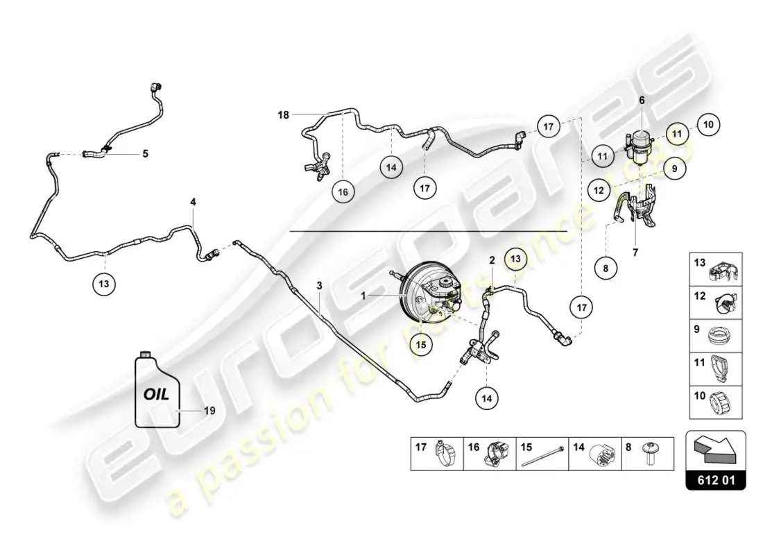 lamborghini lp610-4 coupe (2015) hydraulic system for brake servo parts diagram