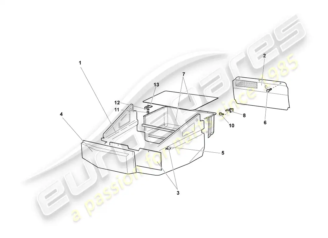 lamborghini murcielago coupe (2006) luggage boot trims parts diagram