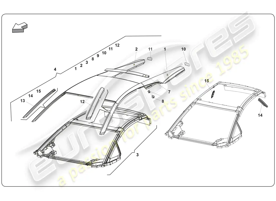 lamborghini super trofeo (2009-2014) roof parts diagram