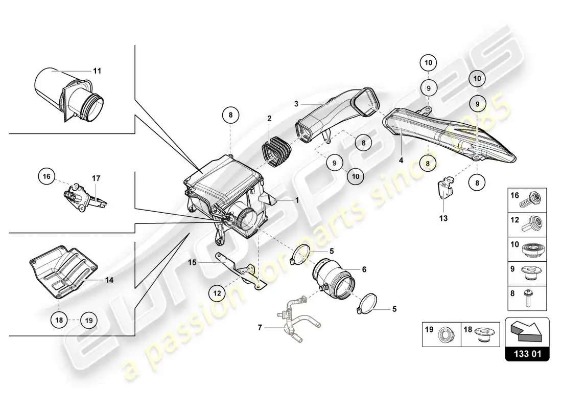 lamborghini lp600-4 zhong coupe (2016) air filter housing parts diagram