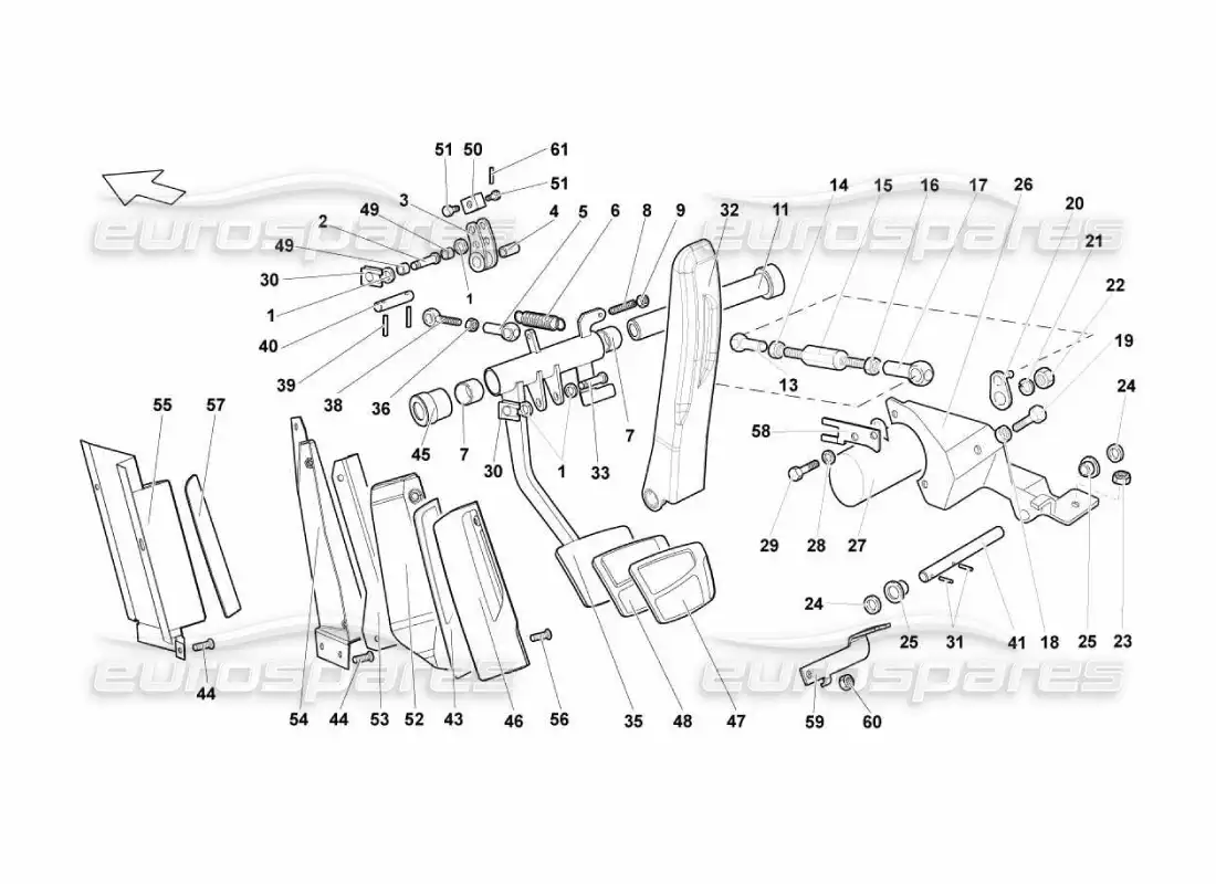 lamborghini murcielago lp670 e-gear control pedal parts diagram