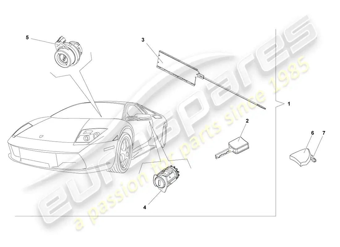 lamborghini murcielago coupe (2006) lock cylinders parts diagram