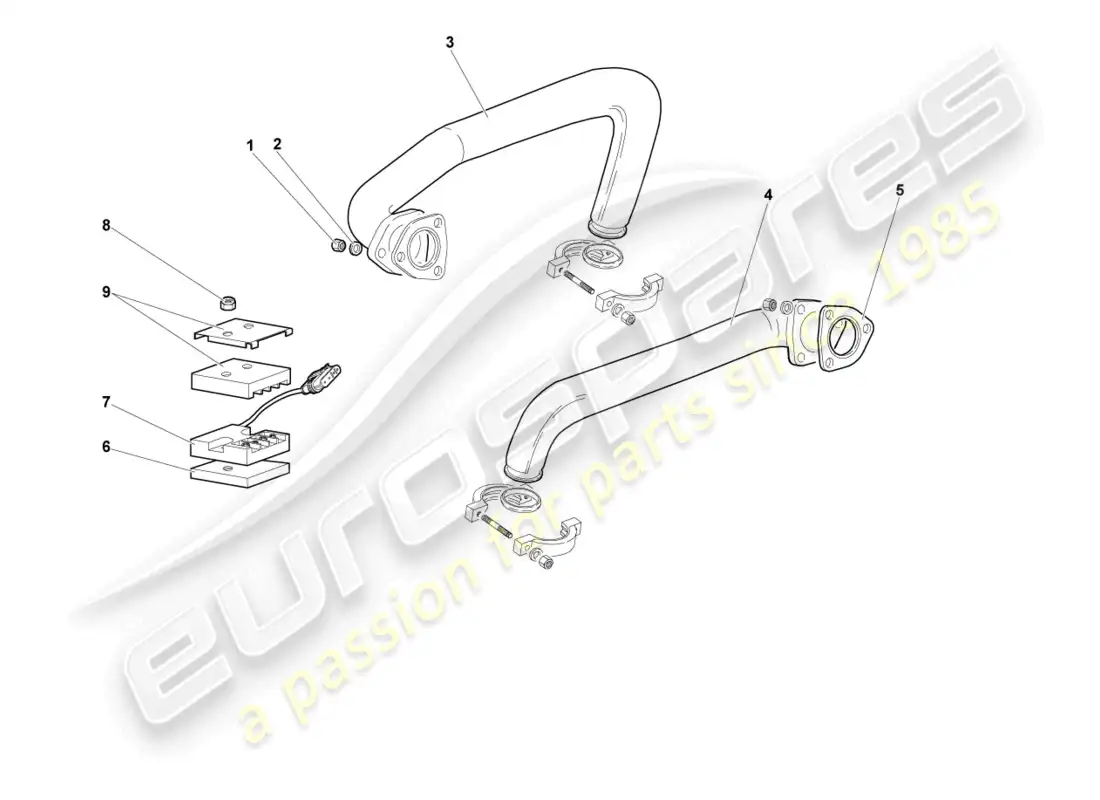 lamborghini murcielago coupe (2002) exhaust system parts diagram