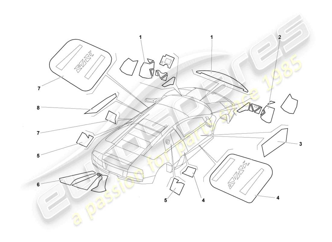 lamborghini lp640 roadster (2008) flame protection part diagram