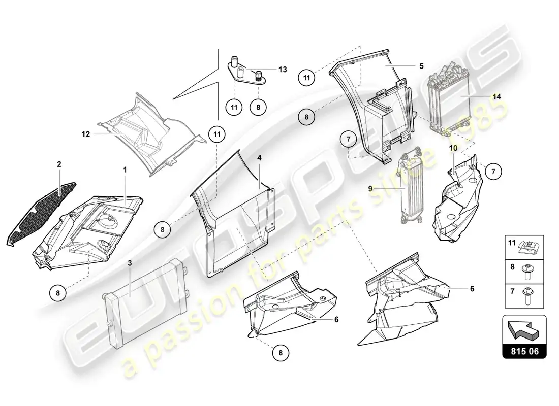lamborghini lp740-4 s roadster (2019) air duct cardboard part diagram