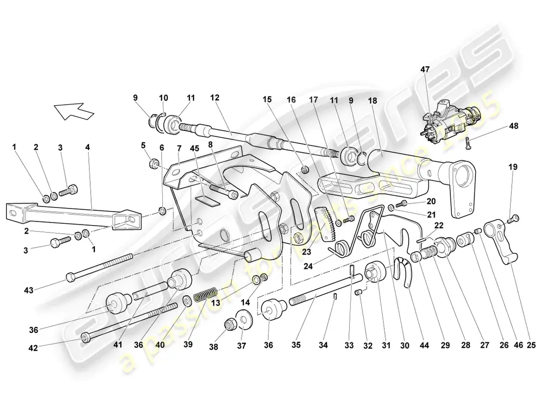 lamborghini murcielago coupe (2002) steering column parts diagram