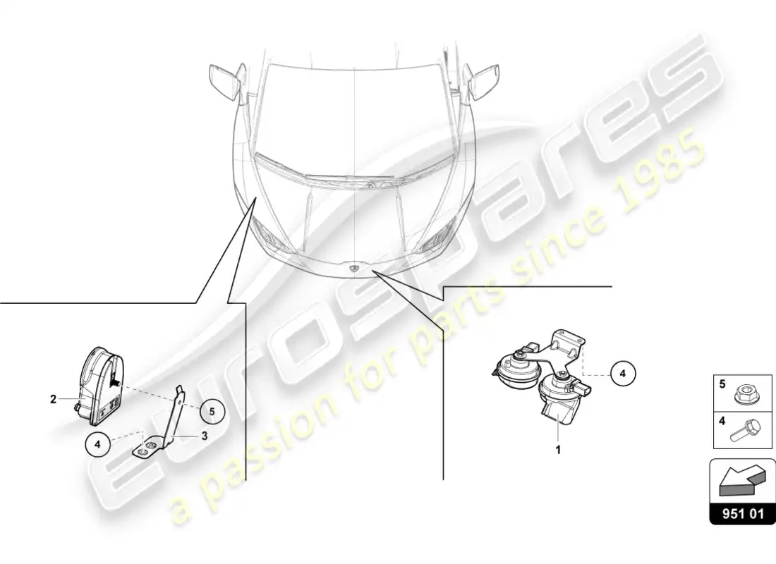 lamborghini lp580-2 spyder (2016) signal horn parts diagram