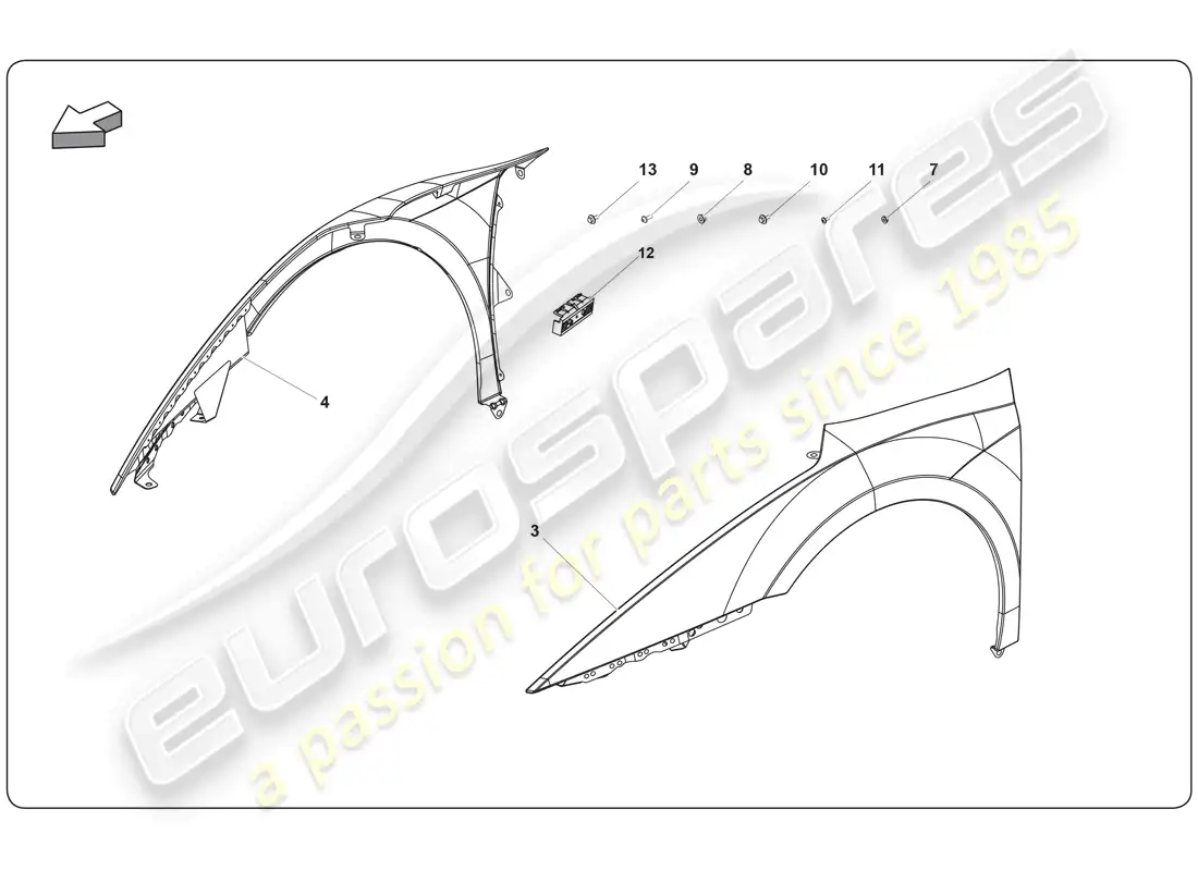 lamborghini super trofeo (2009-2014) fender parts diagram
