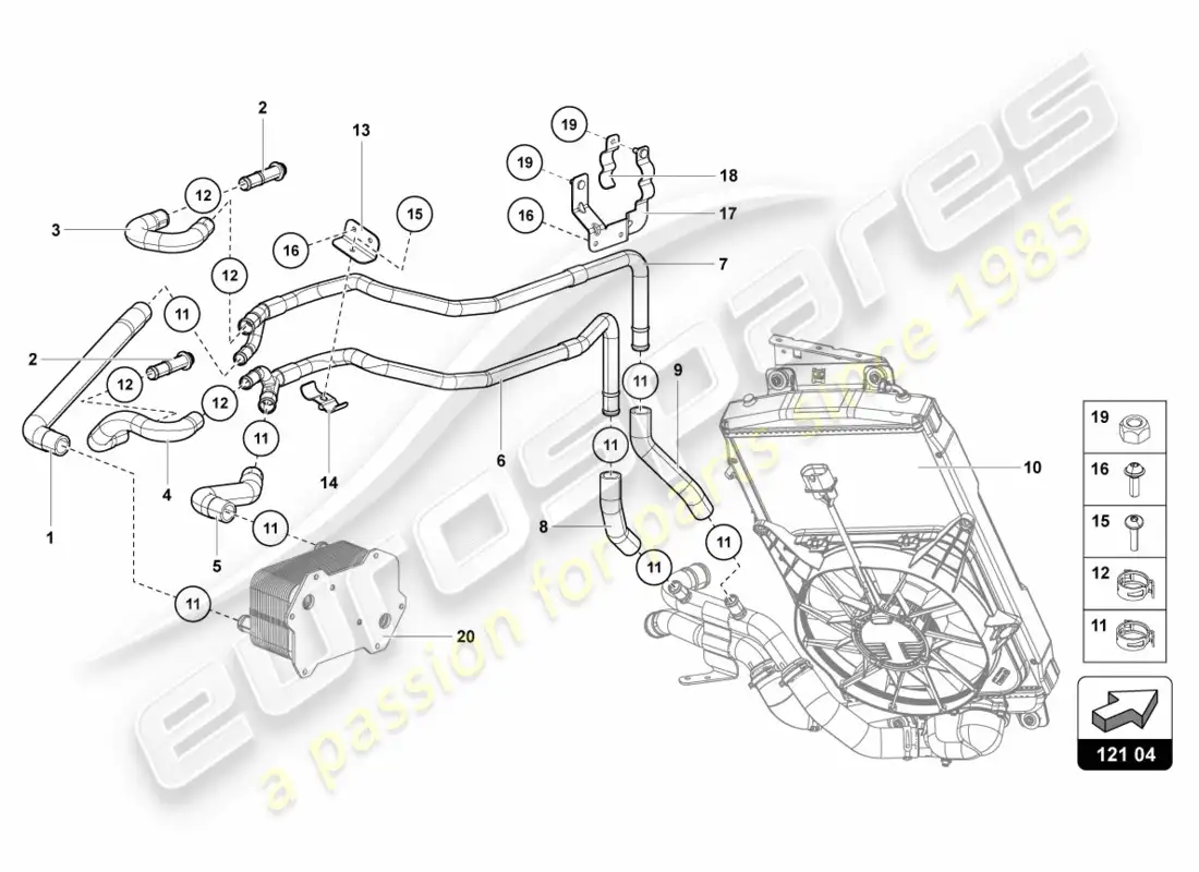 lamborghini centenario roadster (2017) cooling system parts diagram